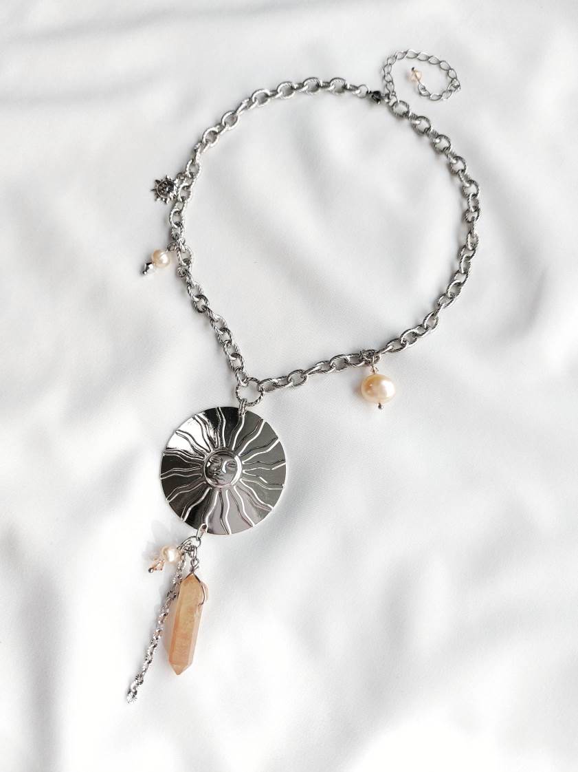 IMMENSITY silver-plated large sun necklace