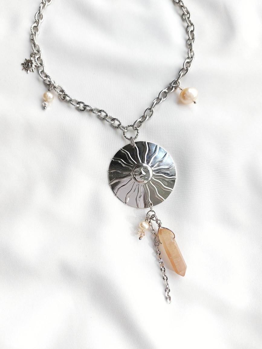 IMMENSITY silver-plated large sun necklace