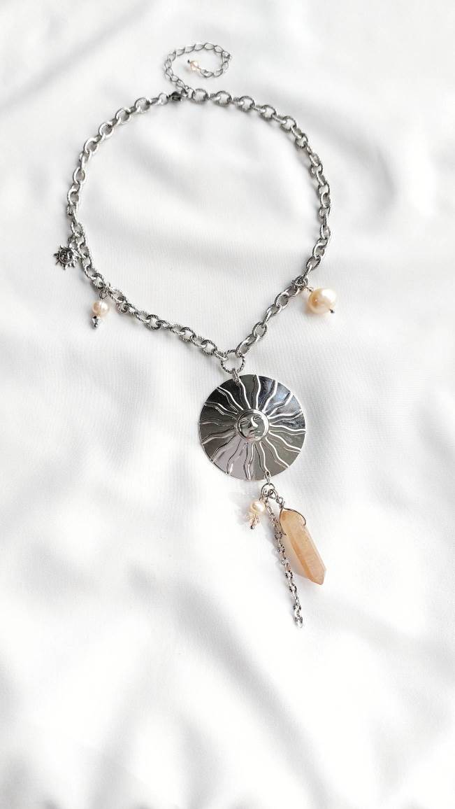 IMMENSITY silver-plated large sun necklace