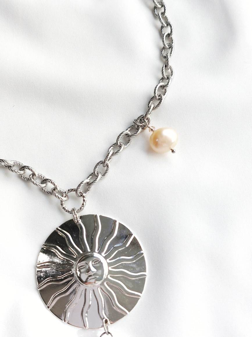 IMMENSITY silver-plated large sun necklace