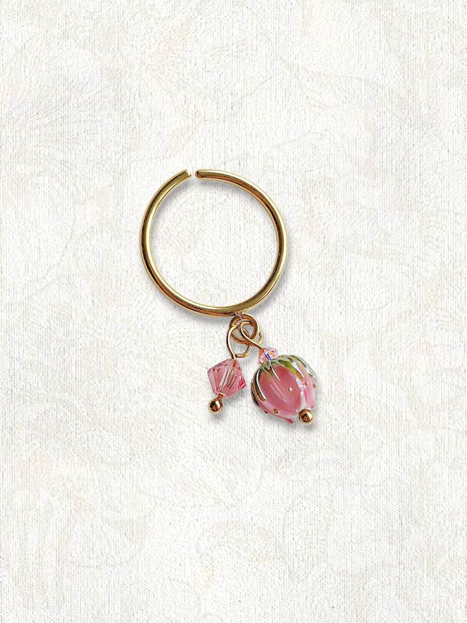 IMMORTELLE bague ajustable avec fleur