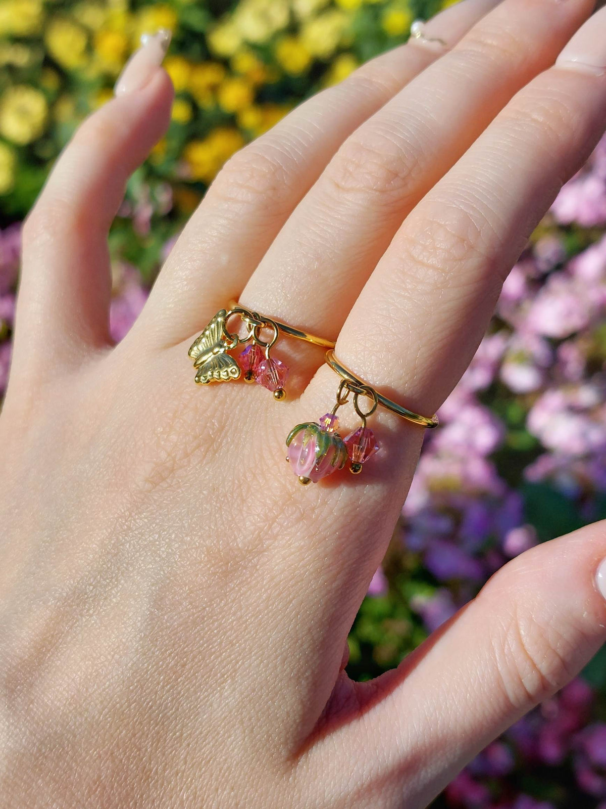 IMMORTELLE bague ajustable avec fleur
