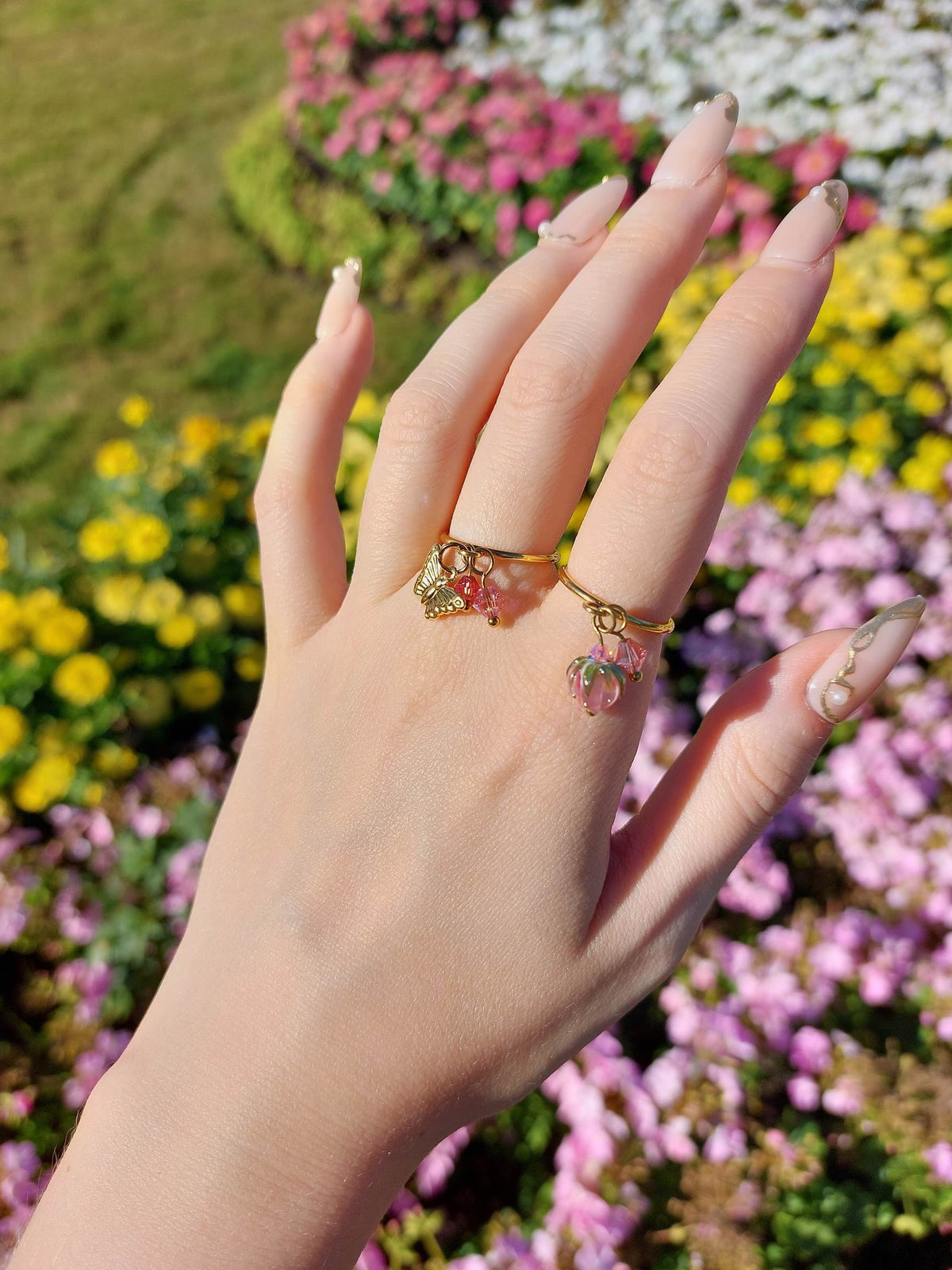 IMMORTELLE bague ajustable avec fleur