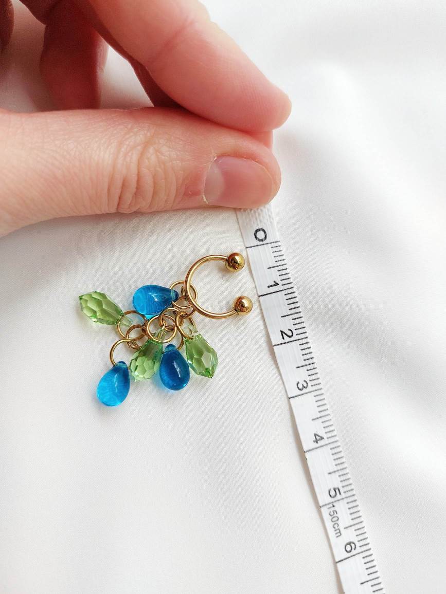 ISLAND blue green drop earcuff