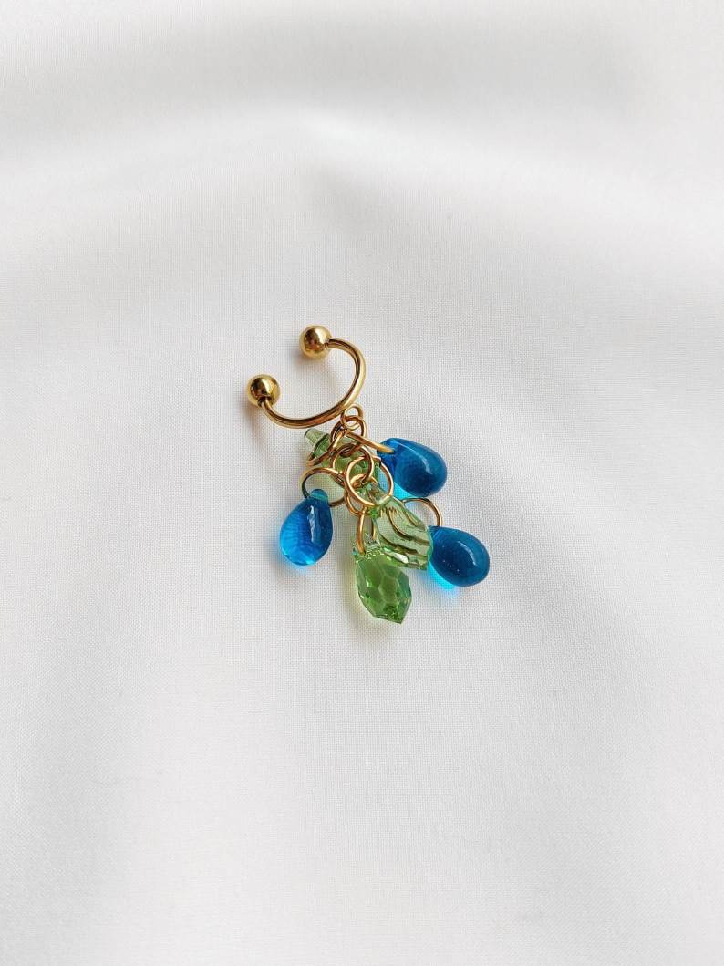 ISLAND blue green drop earcuff