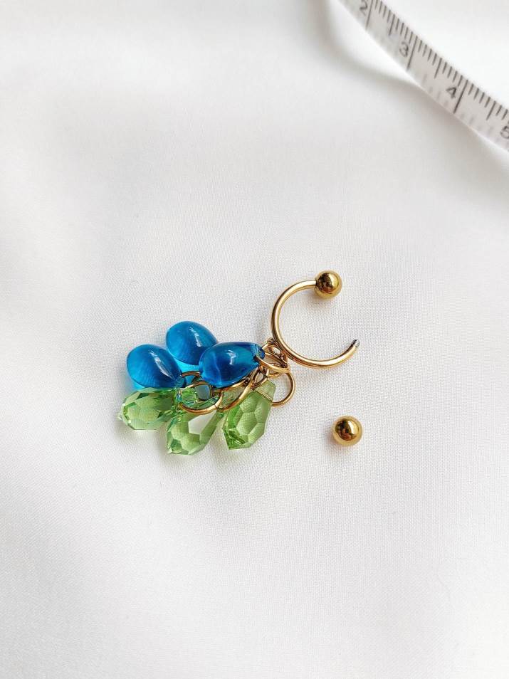 ISLAND blue green drop earcuff