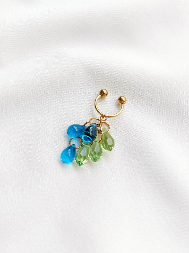 ISLAND blue green drop earcuff