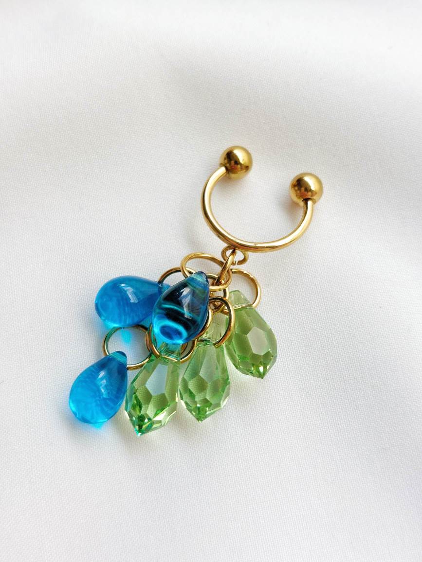 ISLAND blue green drop earcuff