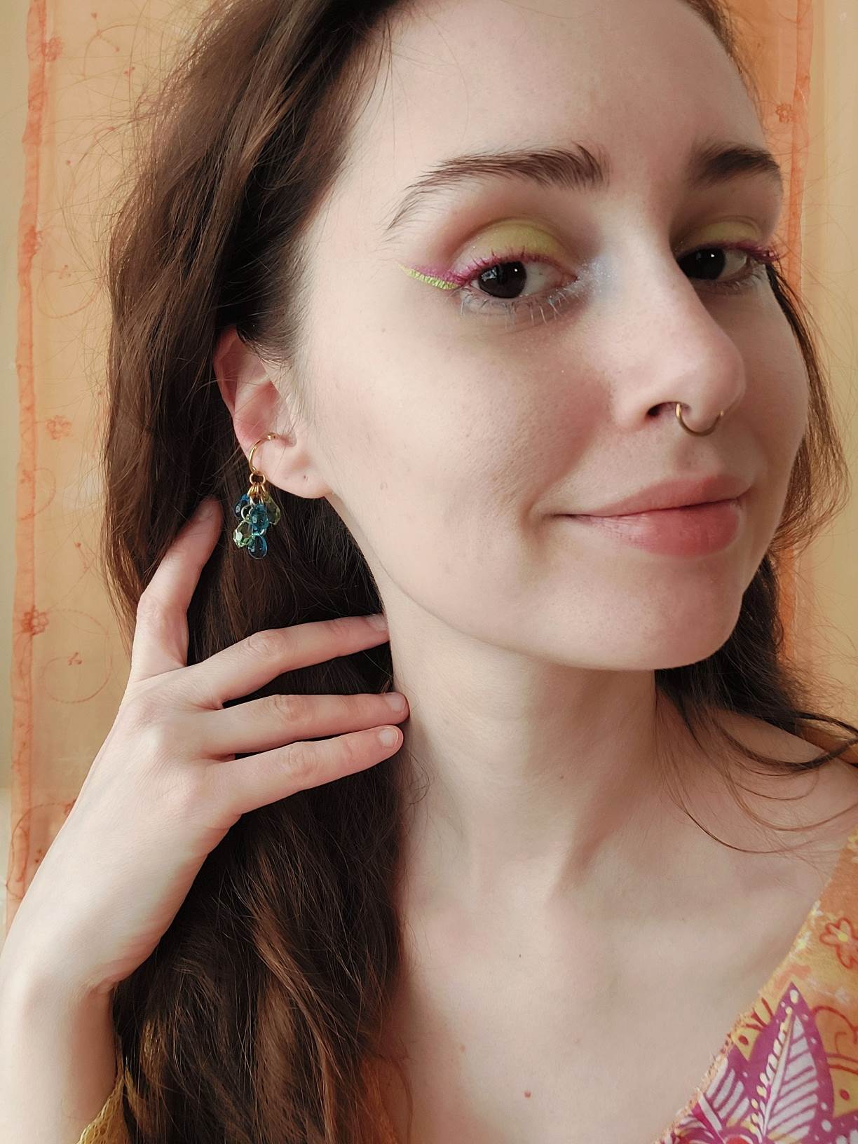 ISLAND blue green drop earcuff