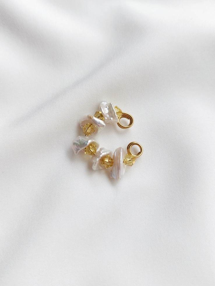 CARAÏBES cultured pearl ear cuff yellow version