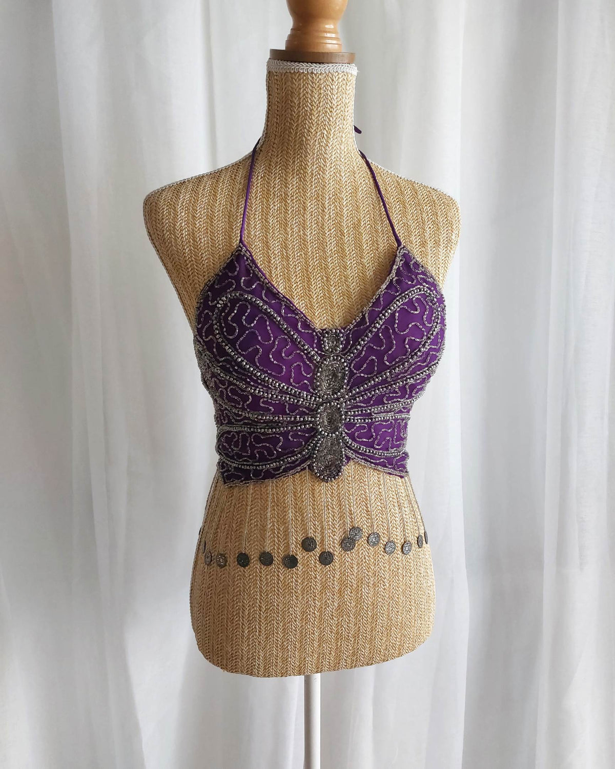 LYRA top papillon en perles violet T.S/M