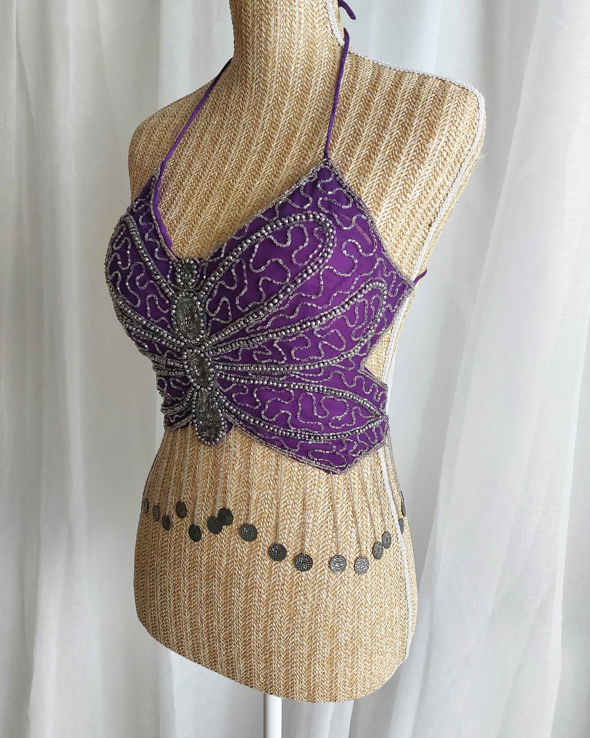 LYRA top papillon en perles violet T.S/M