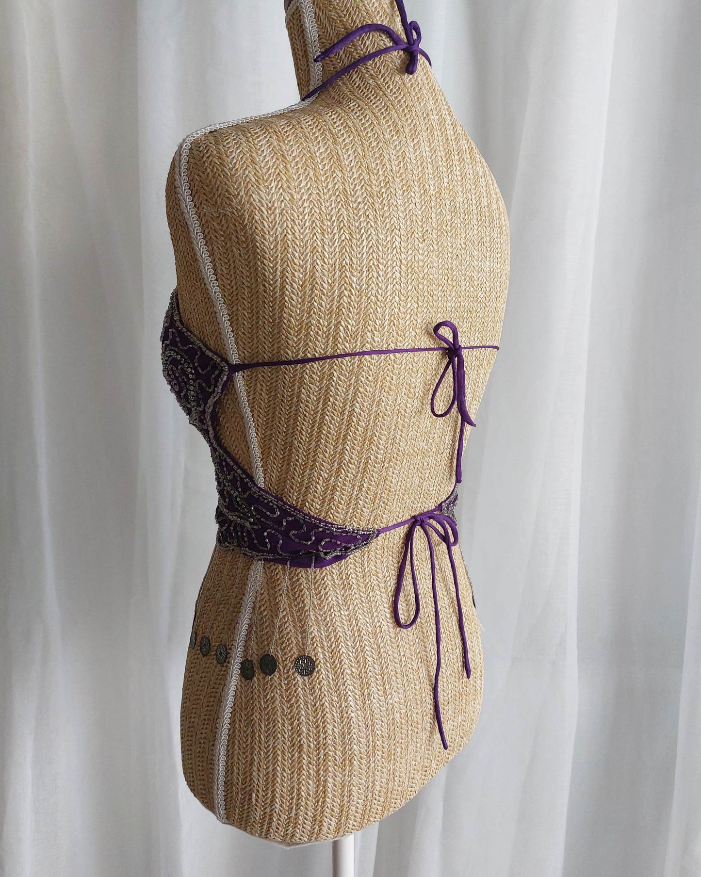 LYRA top papillon en perles violet T.S/M