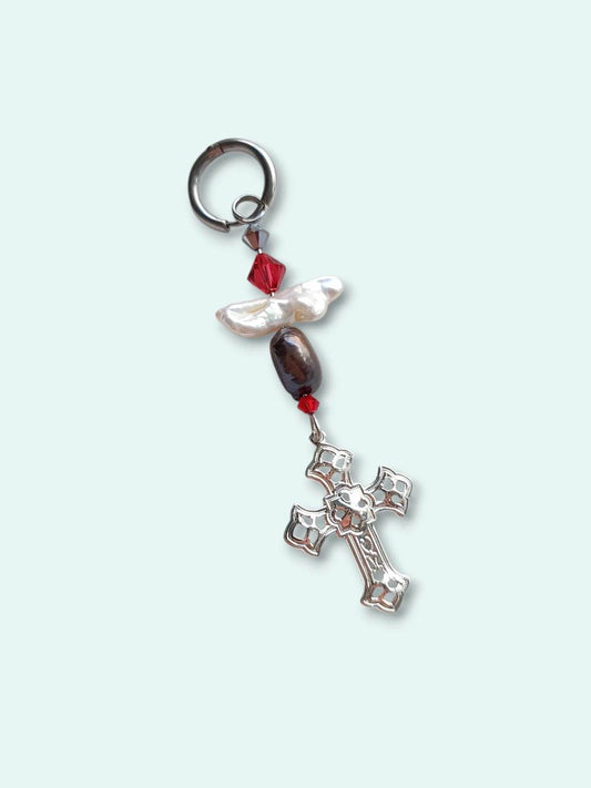 MAYHEM Silver Single Hoop Earring with Cross Charm