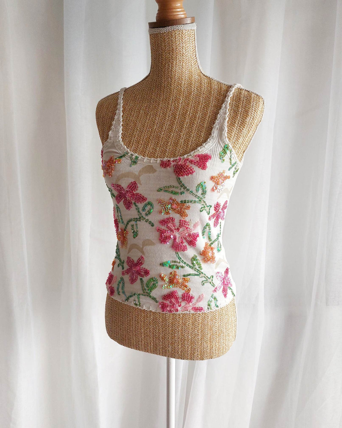 MEADOW débardeur blanc avec broderies de fleurs T.36