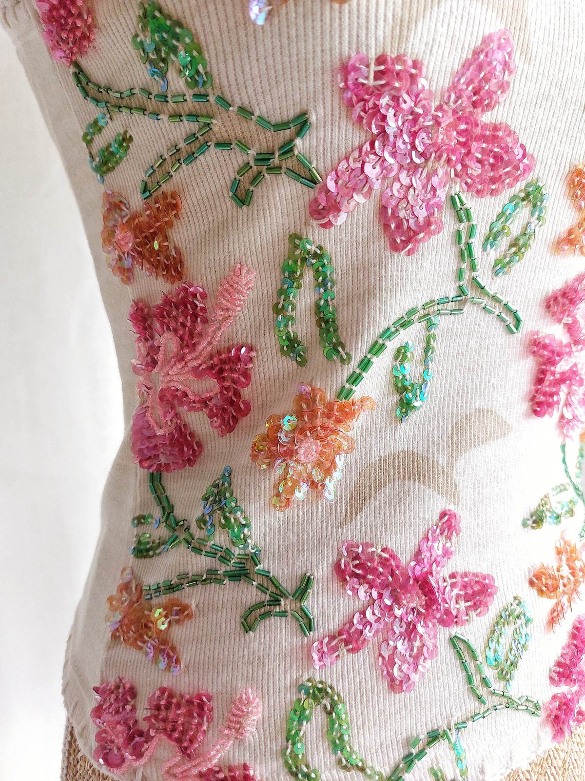 MEADOW débardeur blanc avec broderies de fleurs T.36