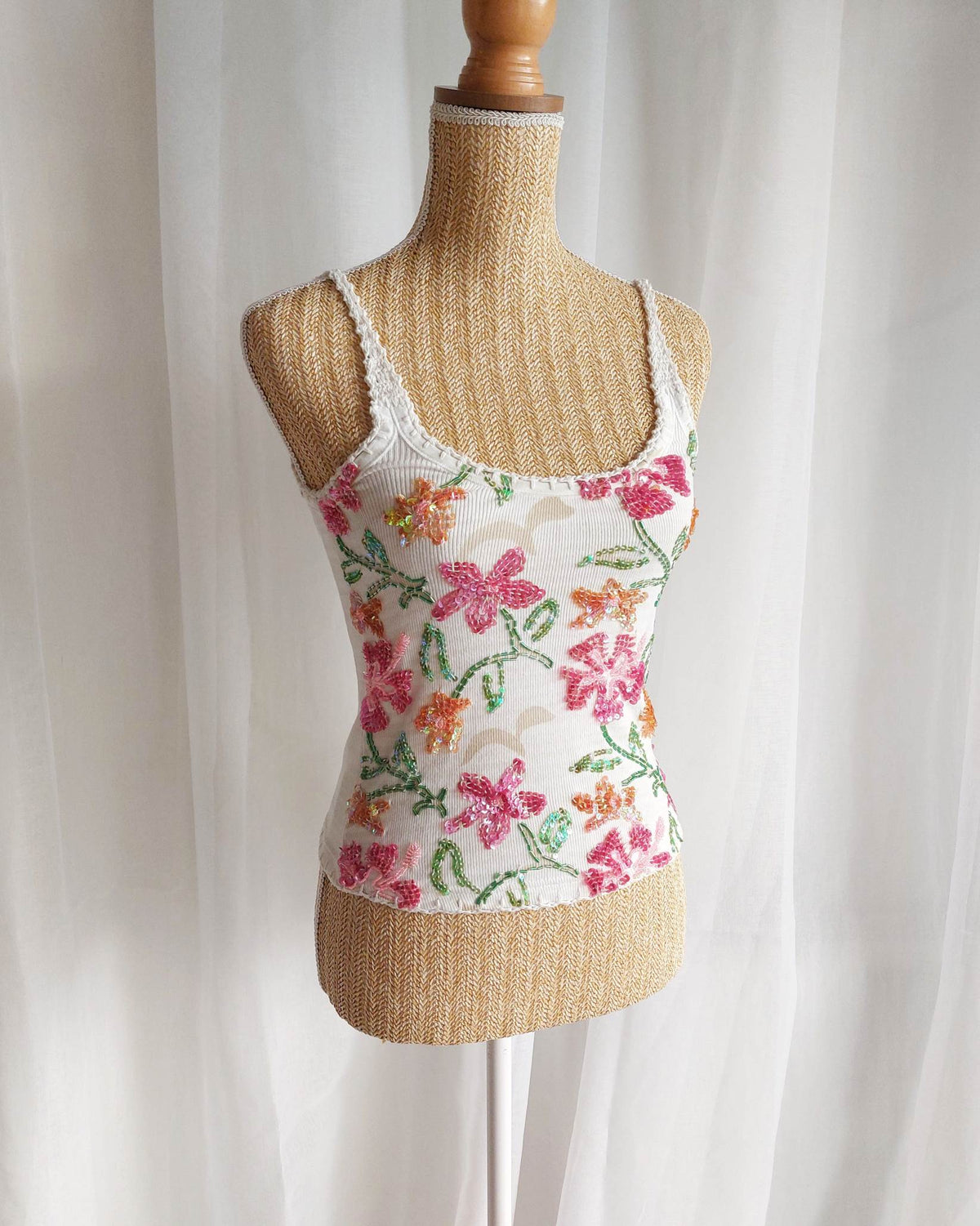 MEADOW débardeur blanc avec broderies de fleurs T.36