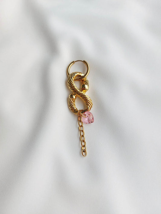 CLEO monoboucle doré cœur rose