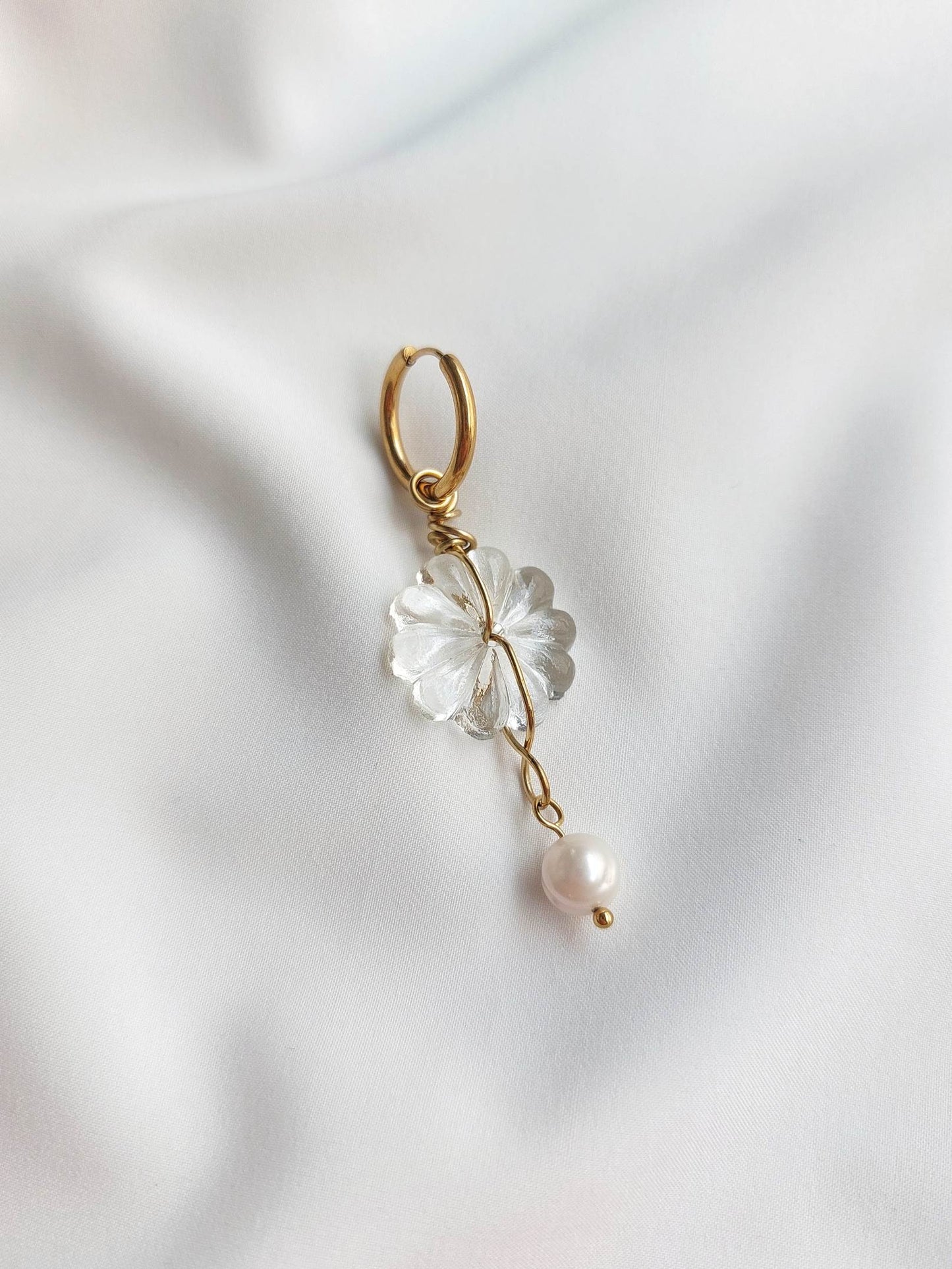 MAYHEM Silver Single Hoop Earring with Cross Charm