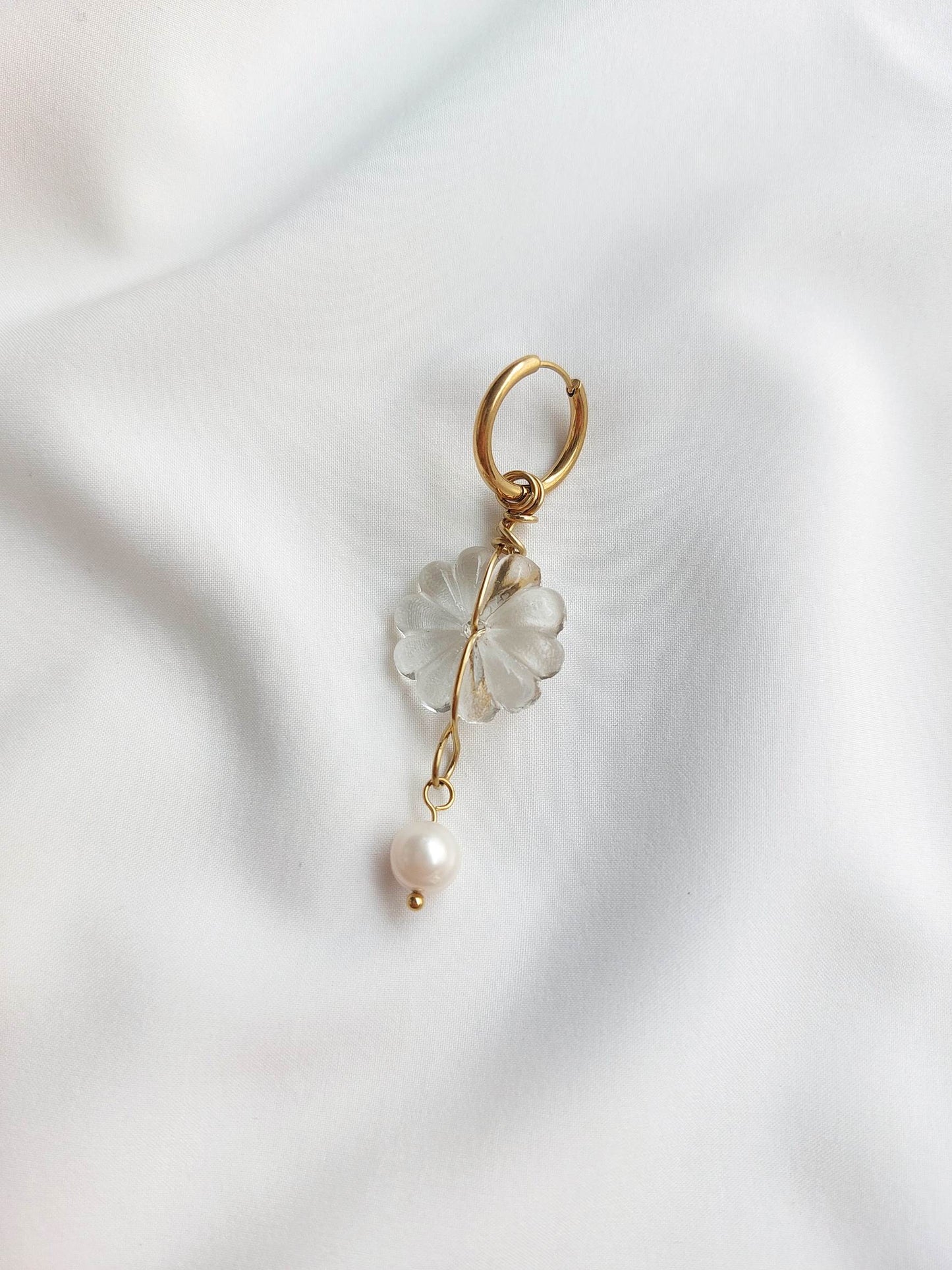 MAYHEM Silver Single Hoop Earring with Cross Charm