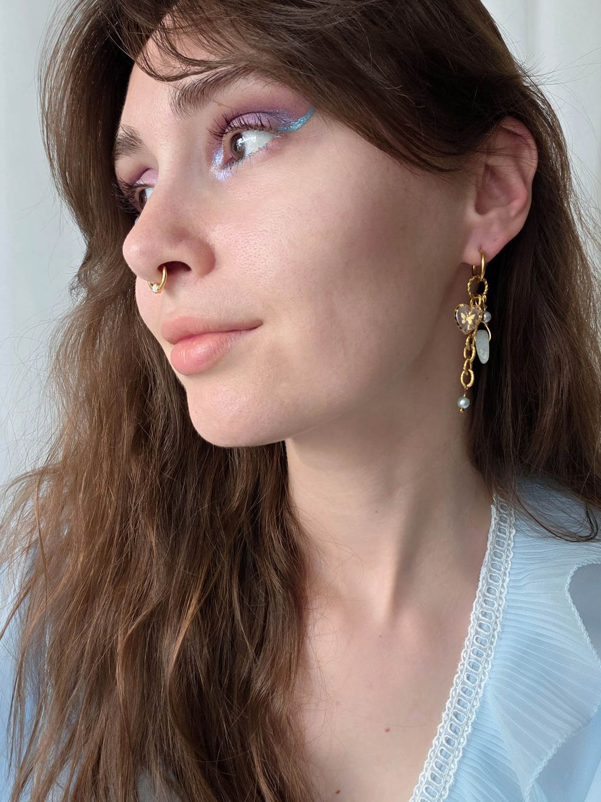 MAYHEM Silver Single Hoop Earring with Cross Charm