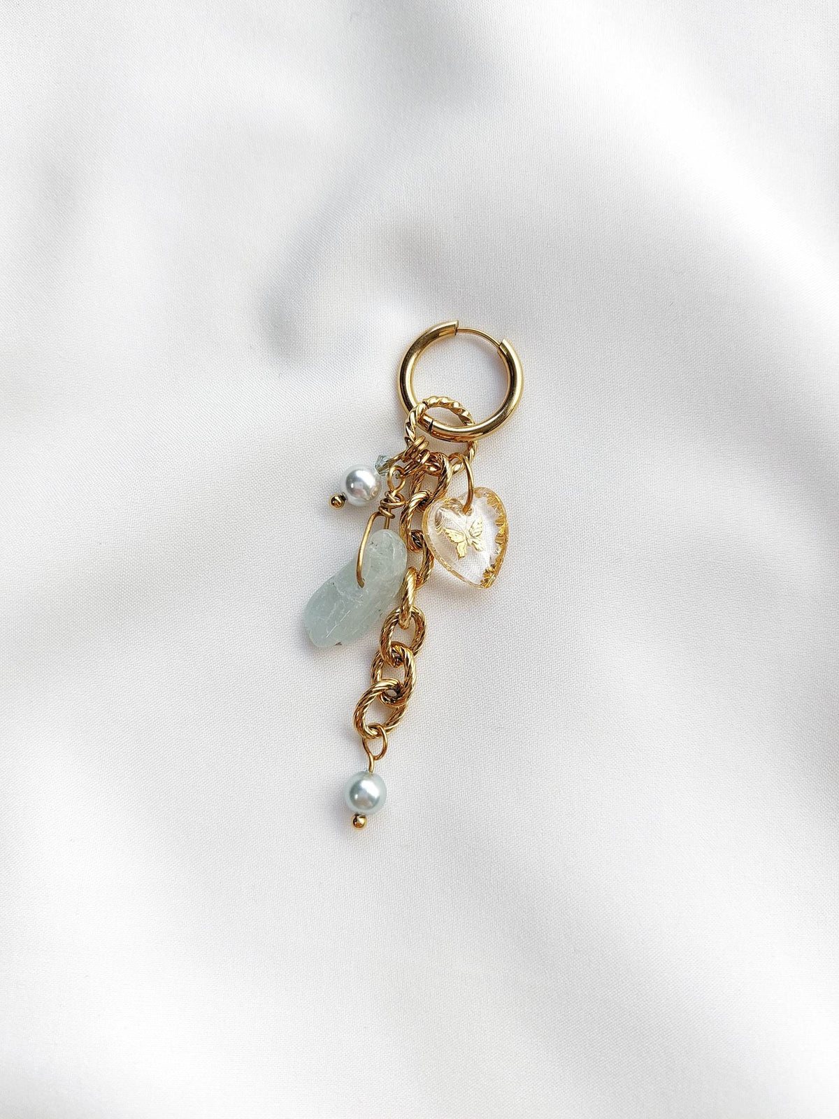 MAYHEM Silver Single Hoop Earring with Cross Charm