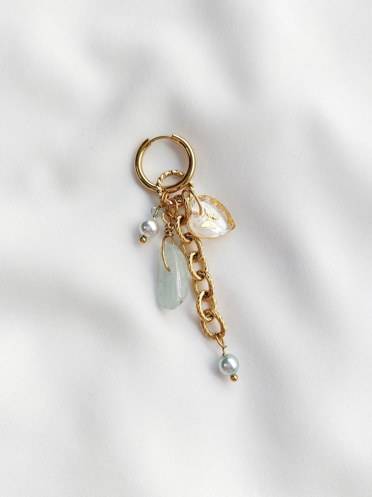 MAYHEM Silver Single Hoop Earring with Cross Charm