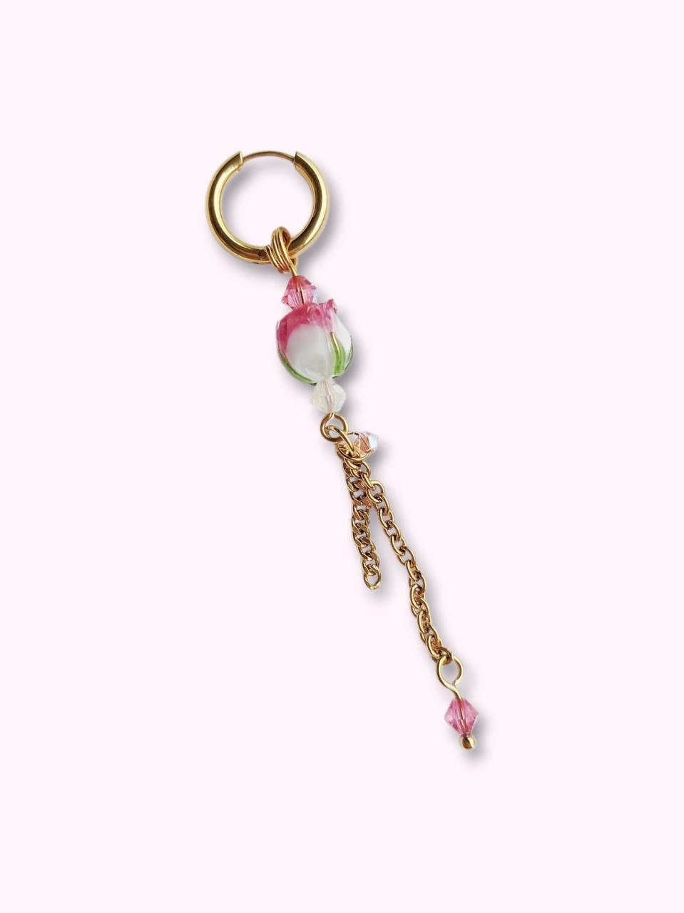 ROSE single long earring small rose