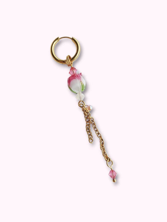 ROSE single long earring small rose