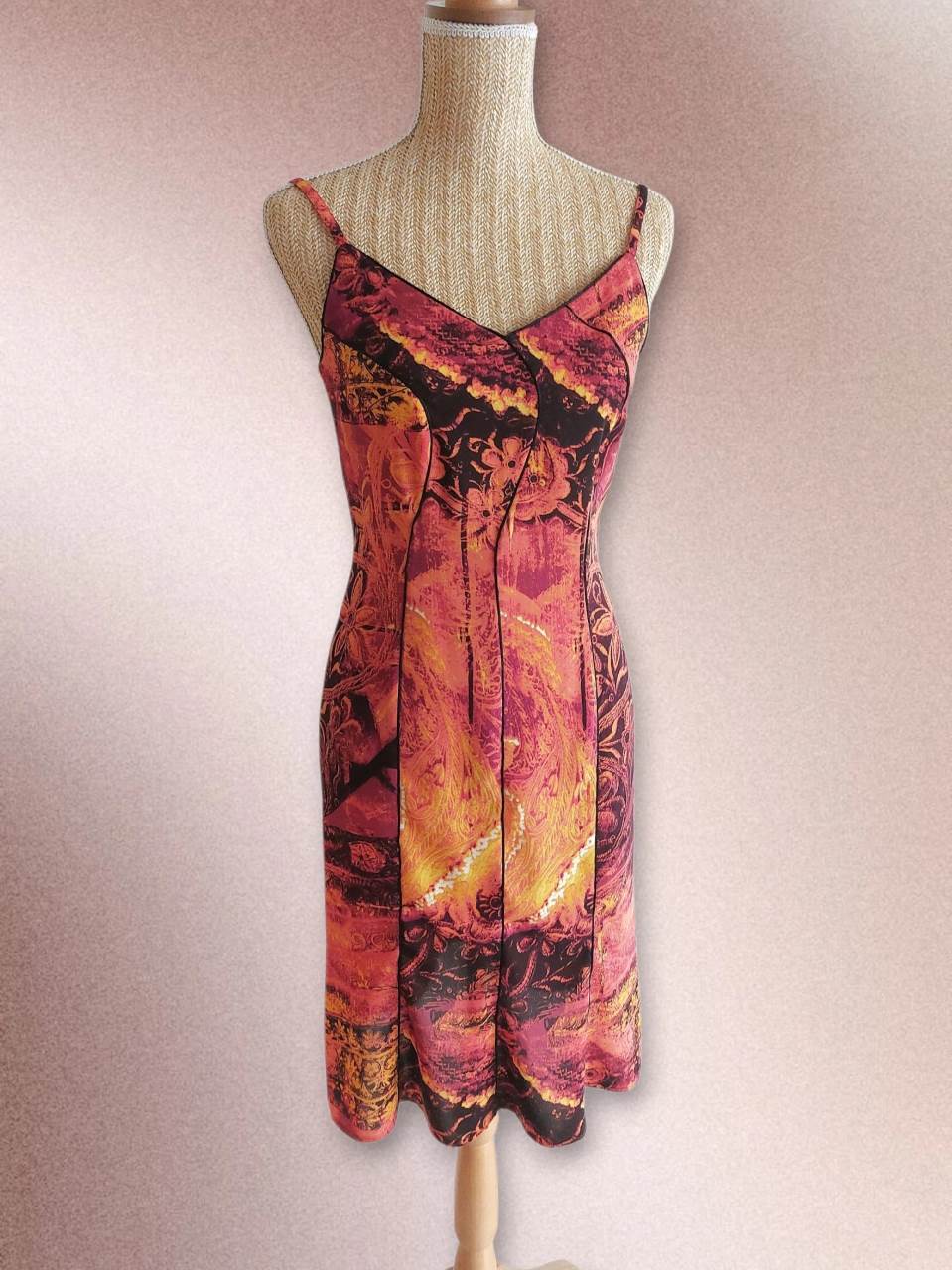 MAGMA Orange baroque pattern dress Size 36/38