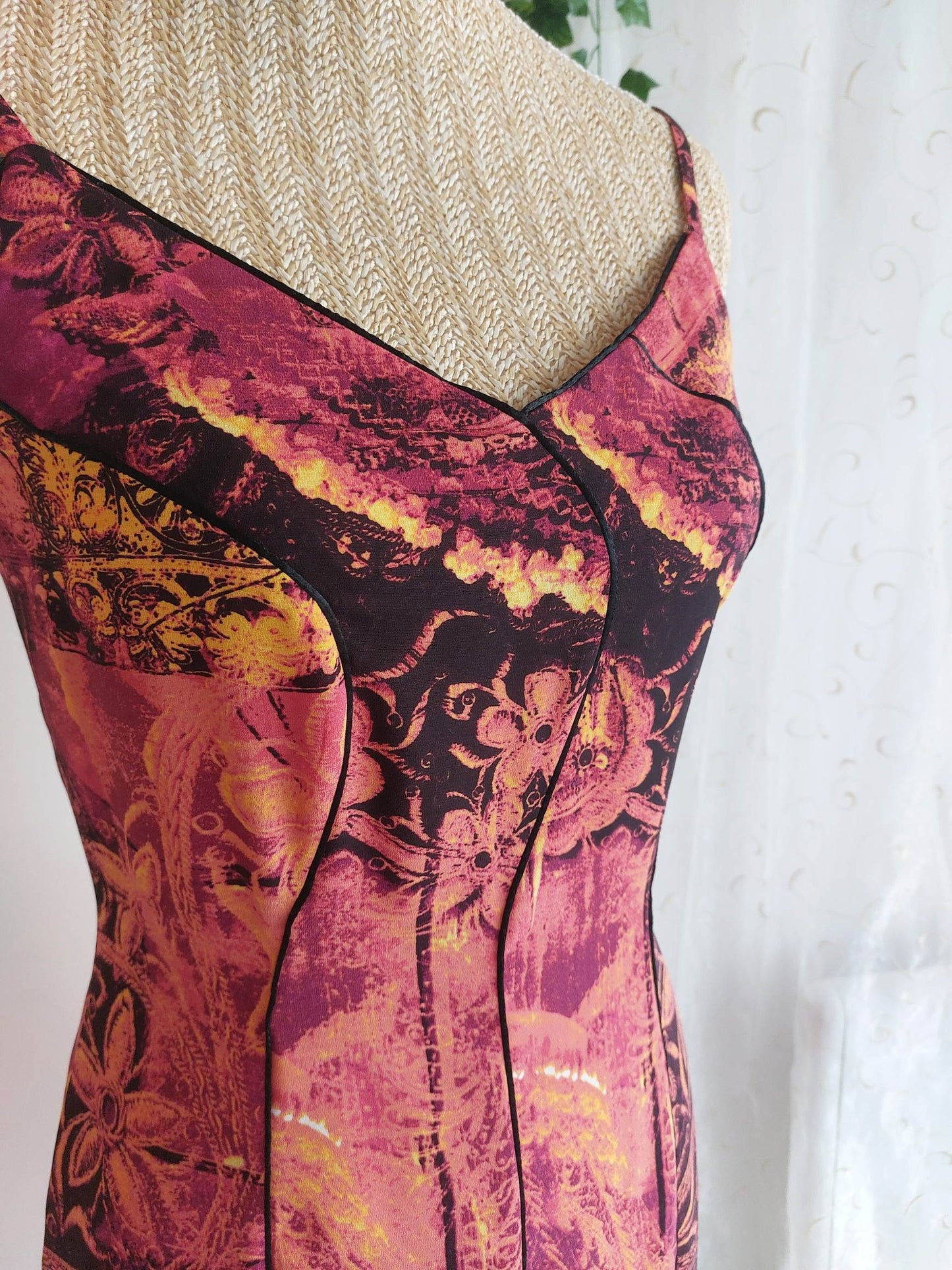 MAGMA Orange baroque pattern dress Size 36/38