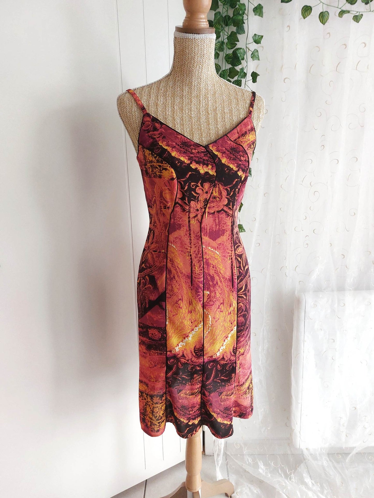 MAGMA Orange baroque pattern dress Size 36/38