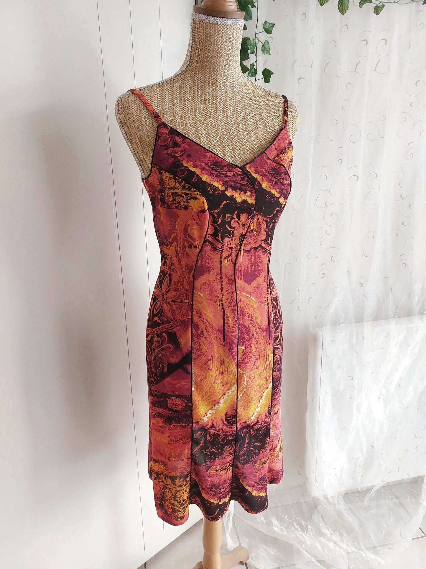 MAGMA Orange baroque pattern dress Size 36/38