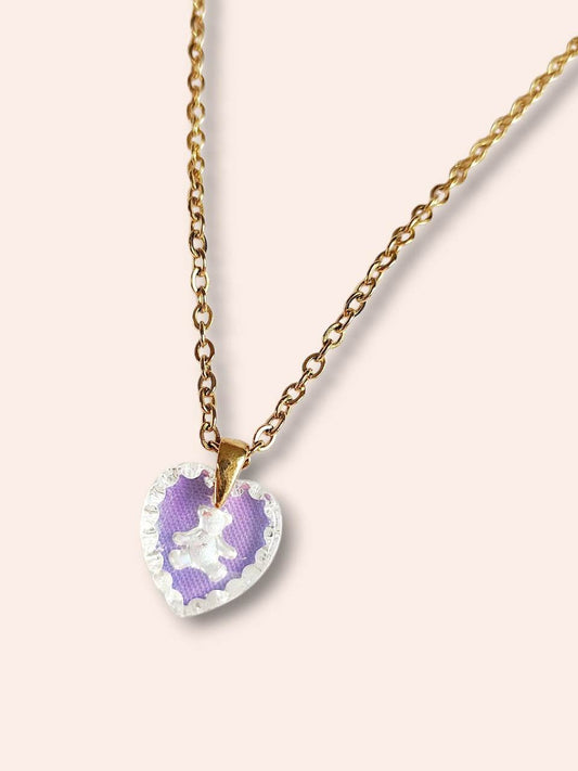 TEDDY BEAR aurora heart necklace