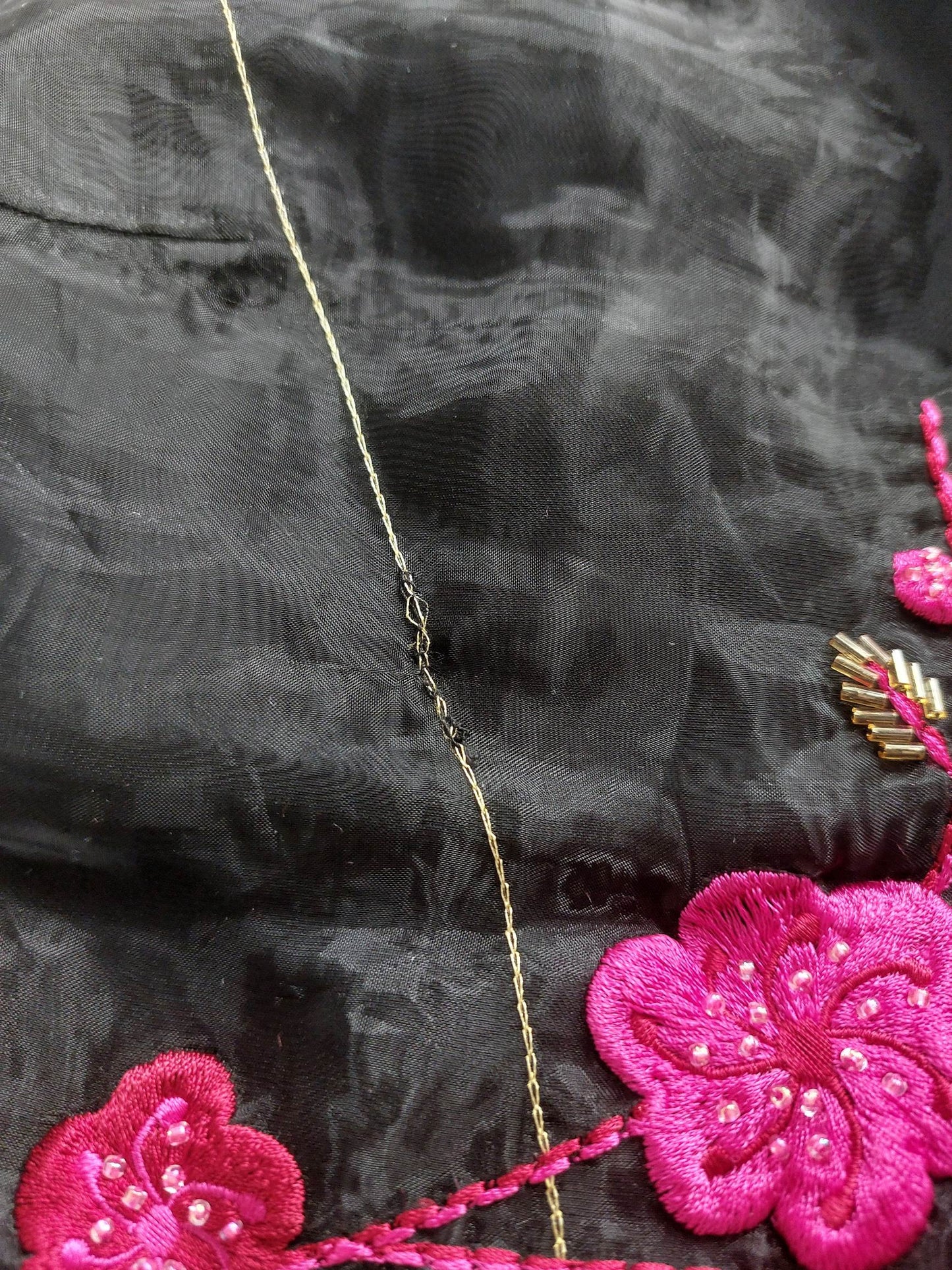 YUMI black tank top with floral embroidery size 36
