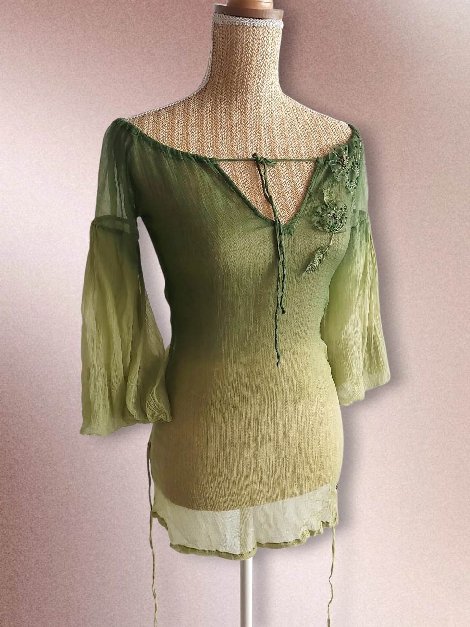 NOLWENN tunique Miss sixty verte avec broderies T.36