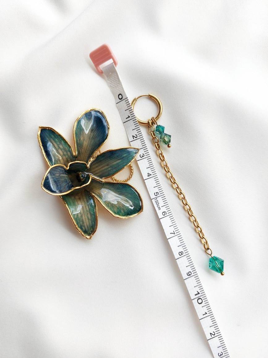ONDINE 3-in-1 modular gold blue orchid single earring