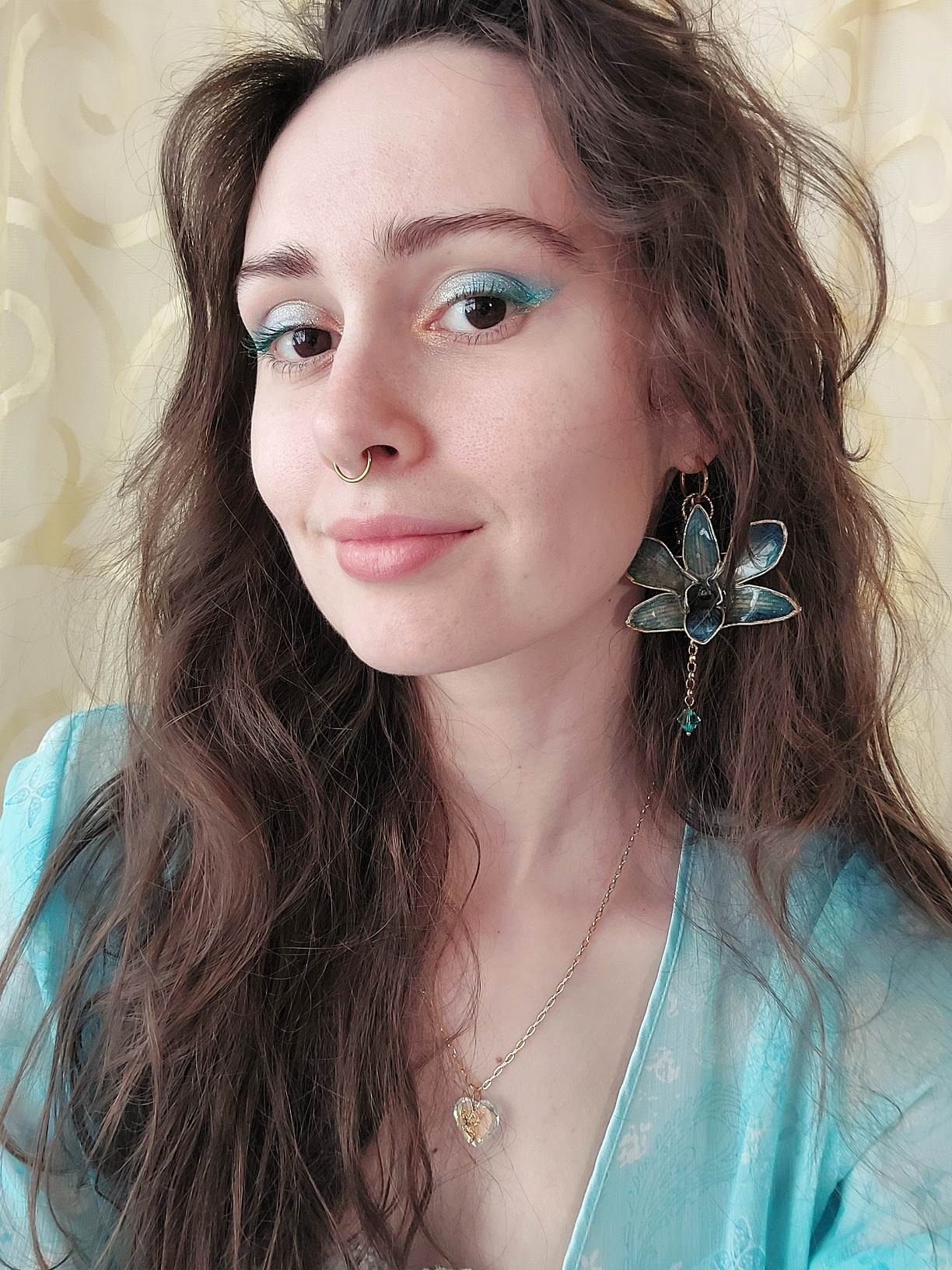 ONDINE 3-in-1 modular gold blue orchid single earring