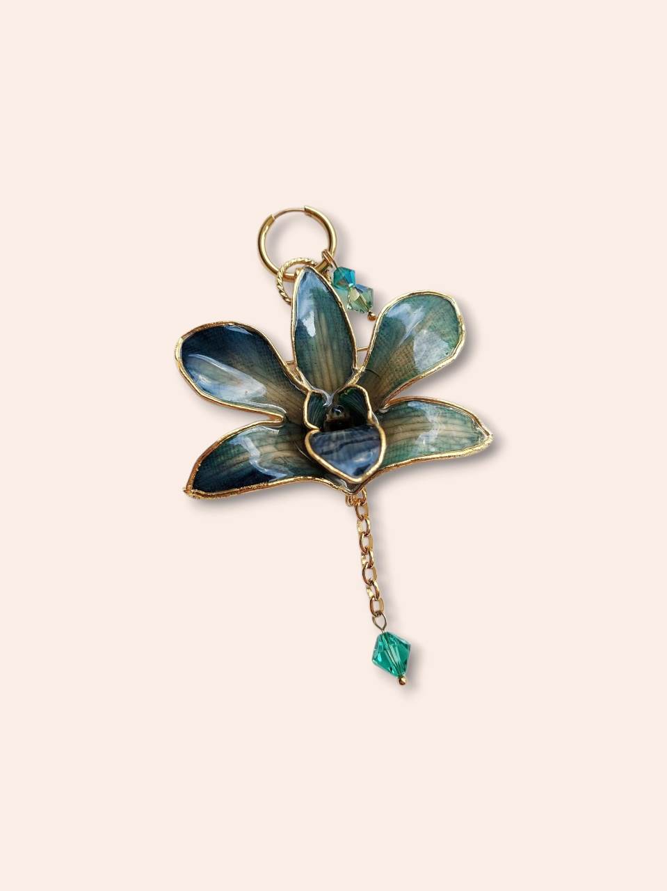 ONDINE 3-in-1 modular gold blue orchid single earring
