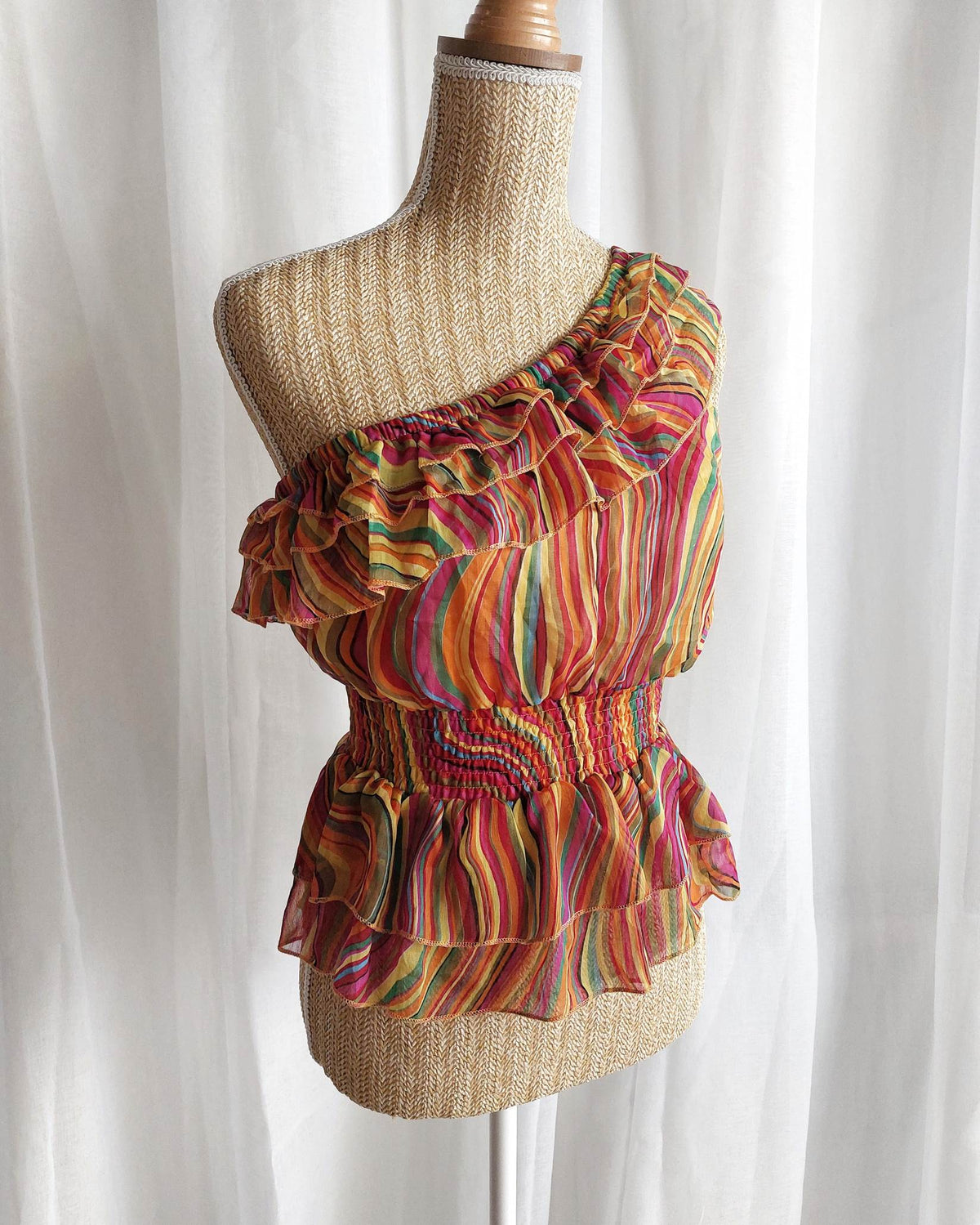 CANDYCANE top orange asymétrique à rayures T.36