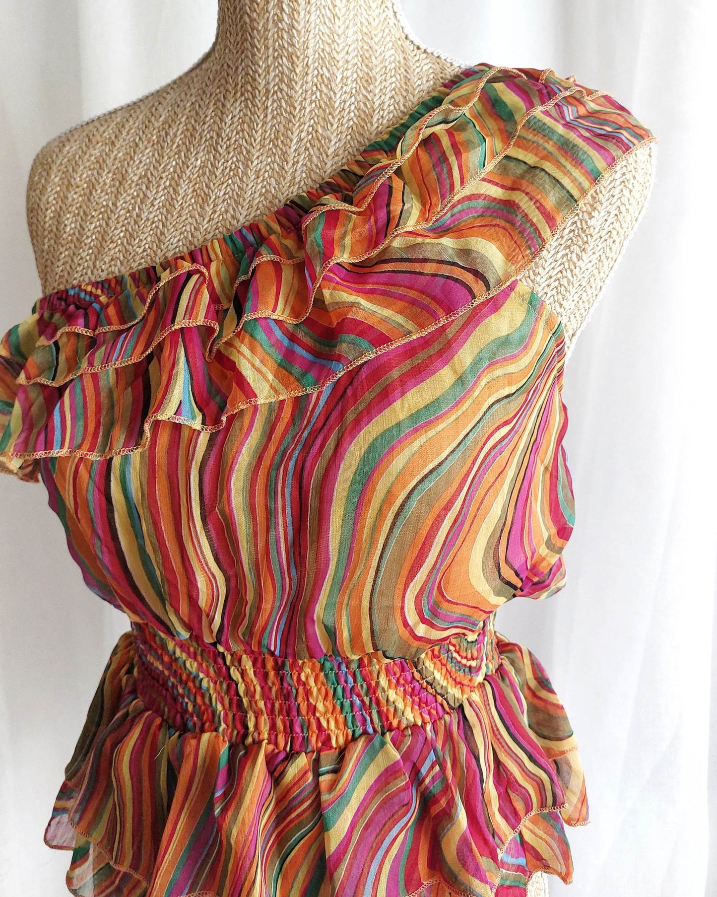 CANDYCANE top orange asymétrique à rayures T.36