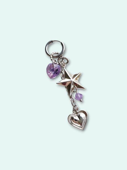 OLIVIA silver heart and star single earring