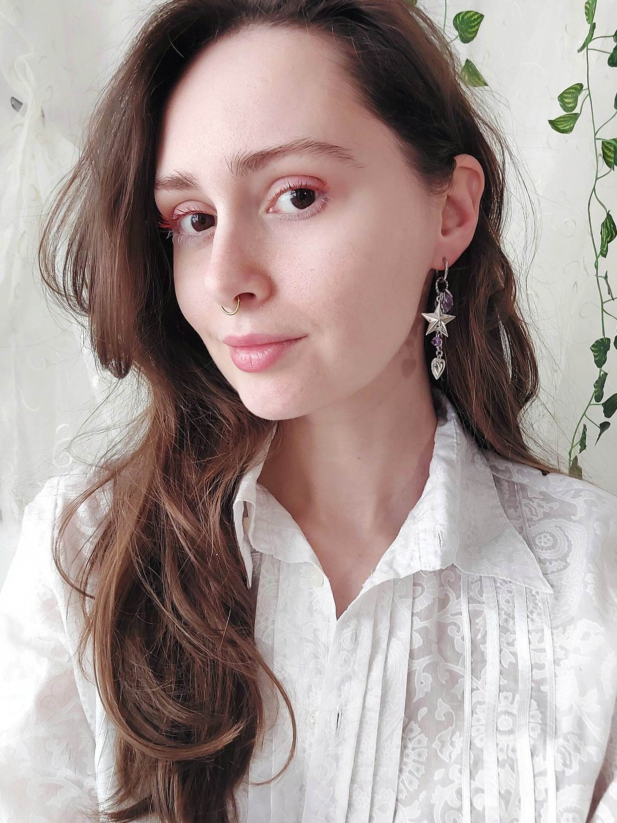 OLIVIA silver heart and star single earring