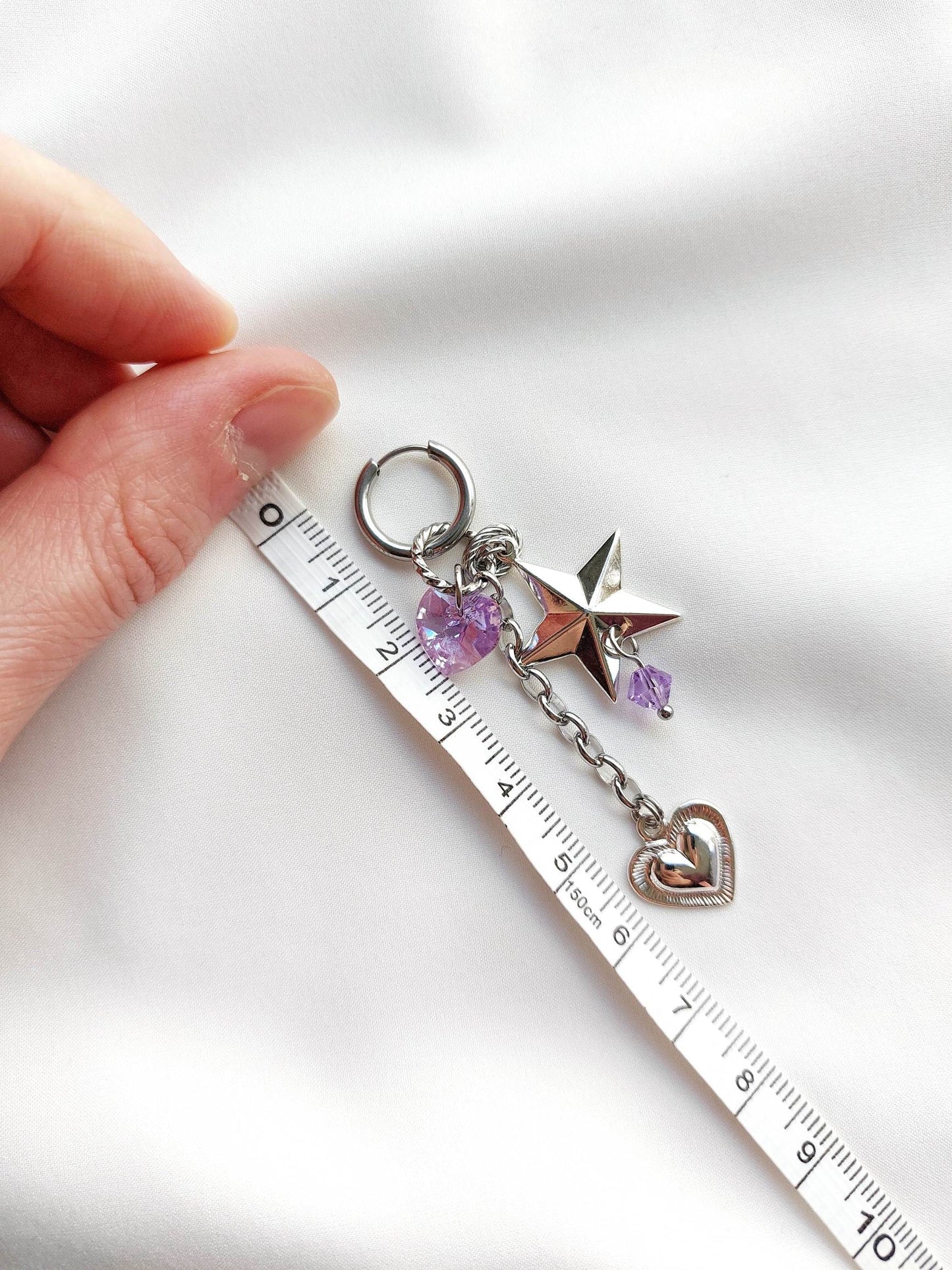 OLIVIA silver heart and star single earring