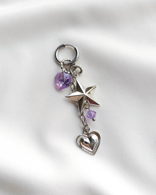 OLIVIA silver heart and star single earring