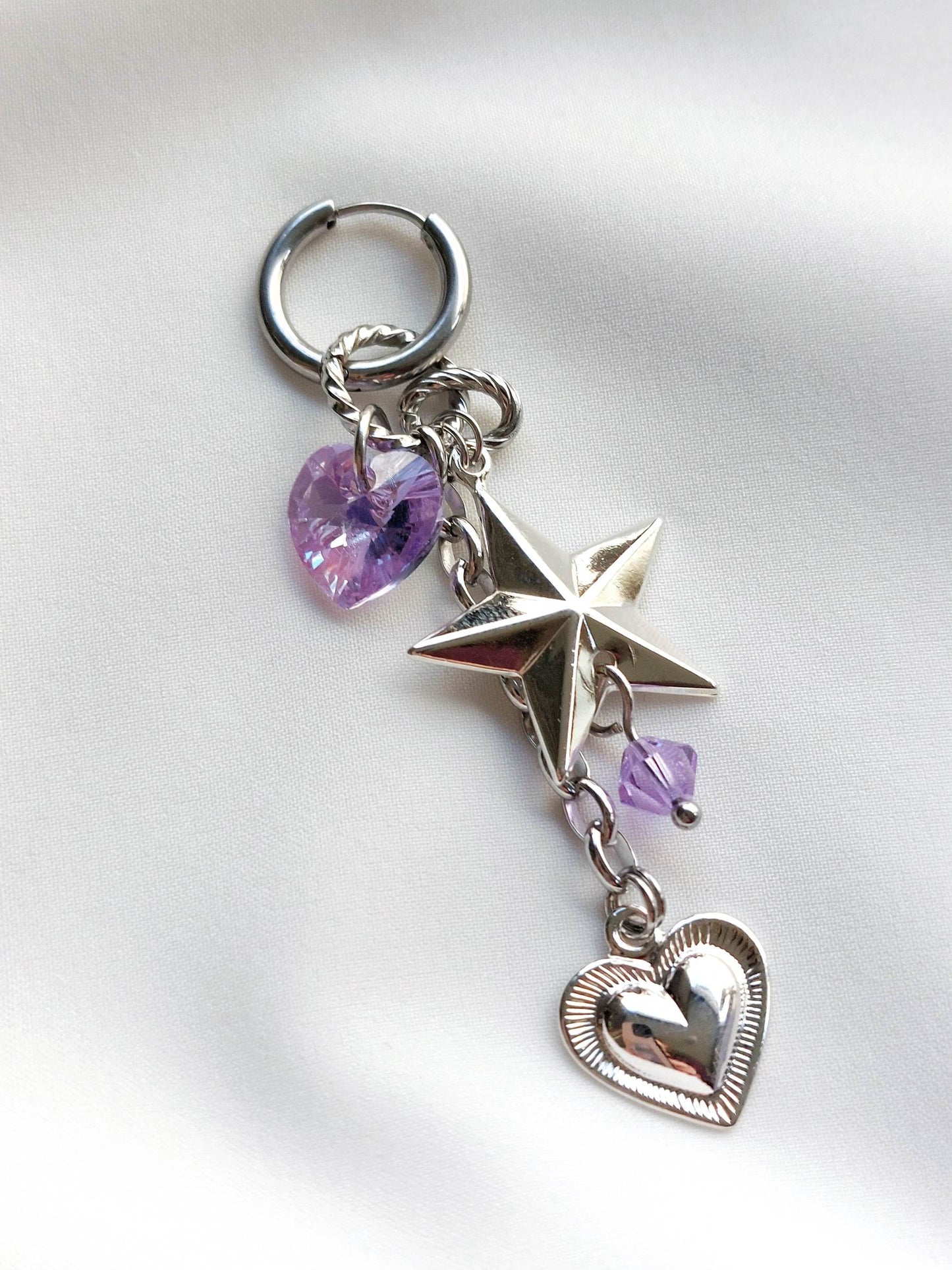 OLIVIA silver heart and star single earring