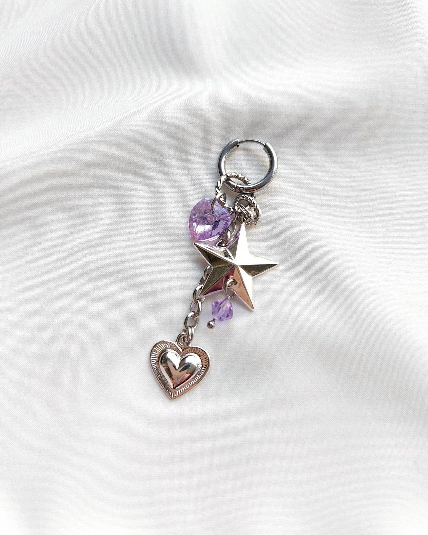 OLIVIA silver heart and star single earring