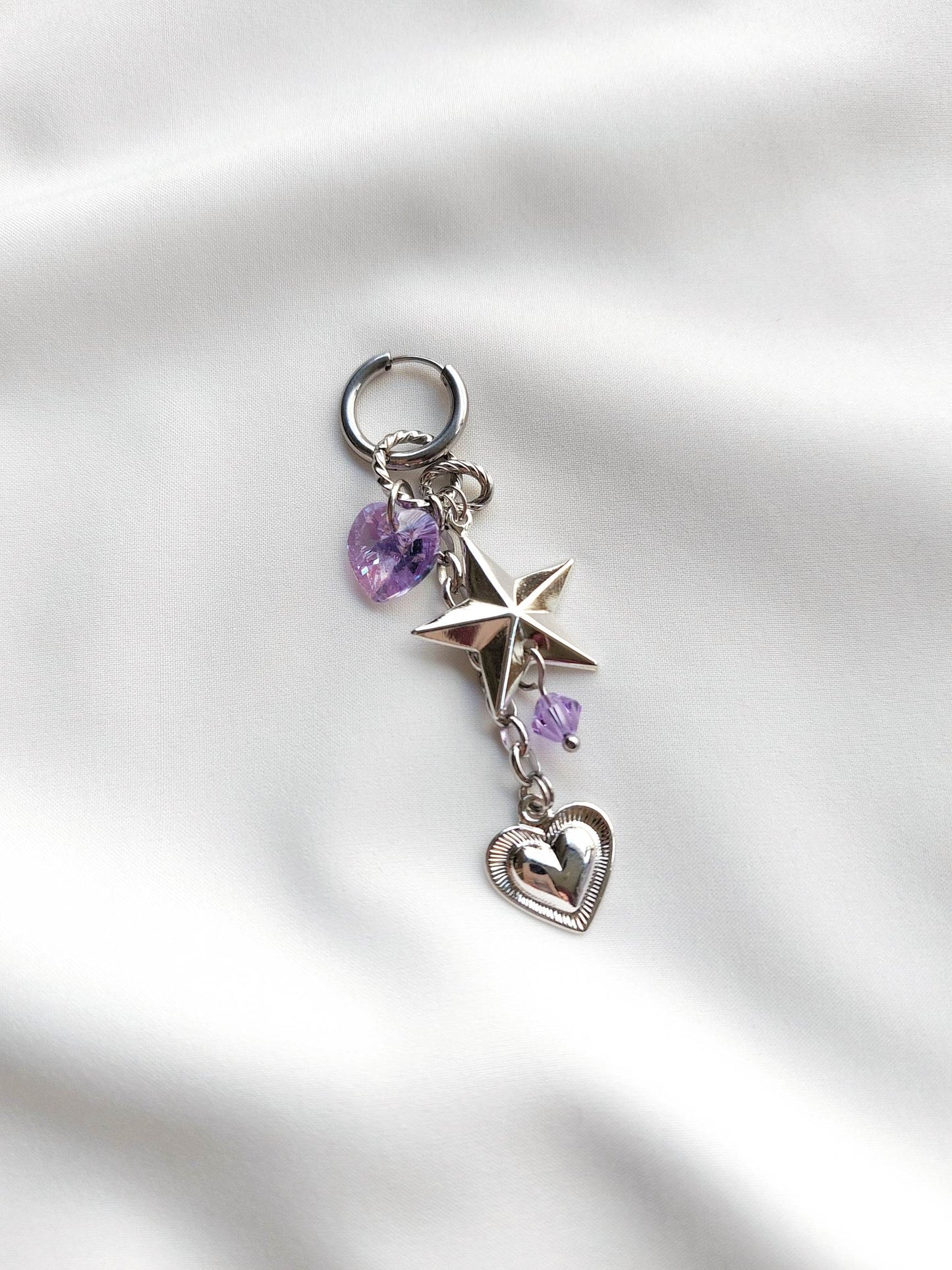 OLIVIA silver heart and star single earring