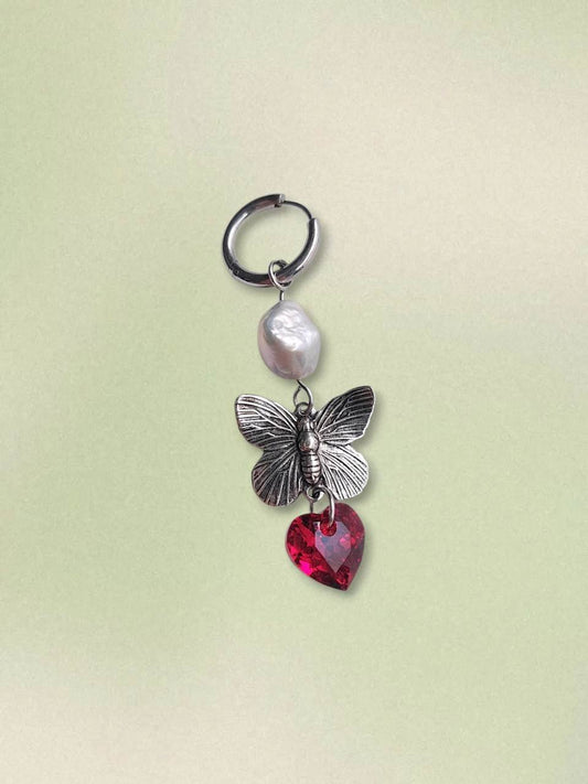 INCARNATION monoboucle papillon cœur rouge