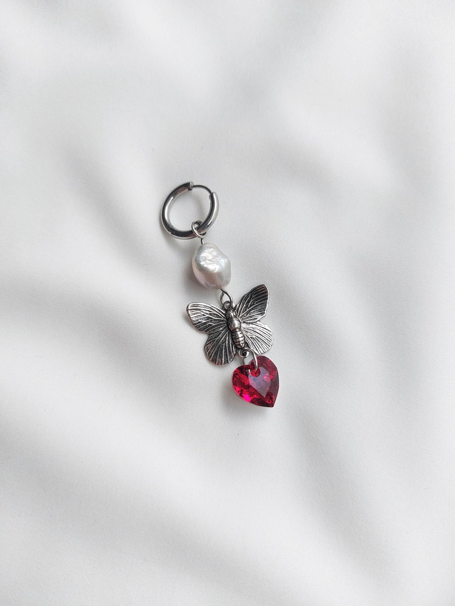 MAYHEM Silver Single Hoop Earring with Cross Charm